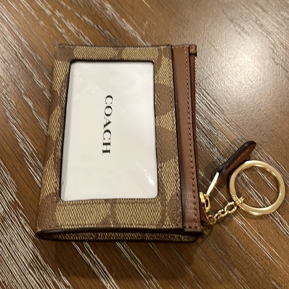 Coach Signature Mini Skinny ID Card Case Key Chain Wallet - Picture 12 of 16